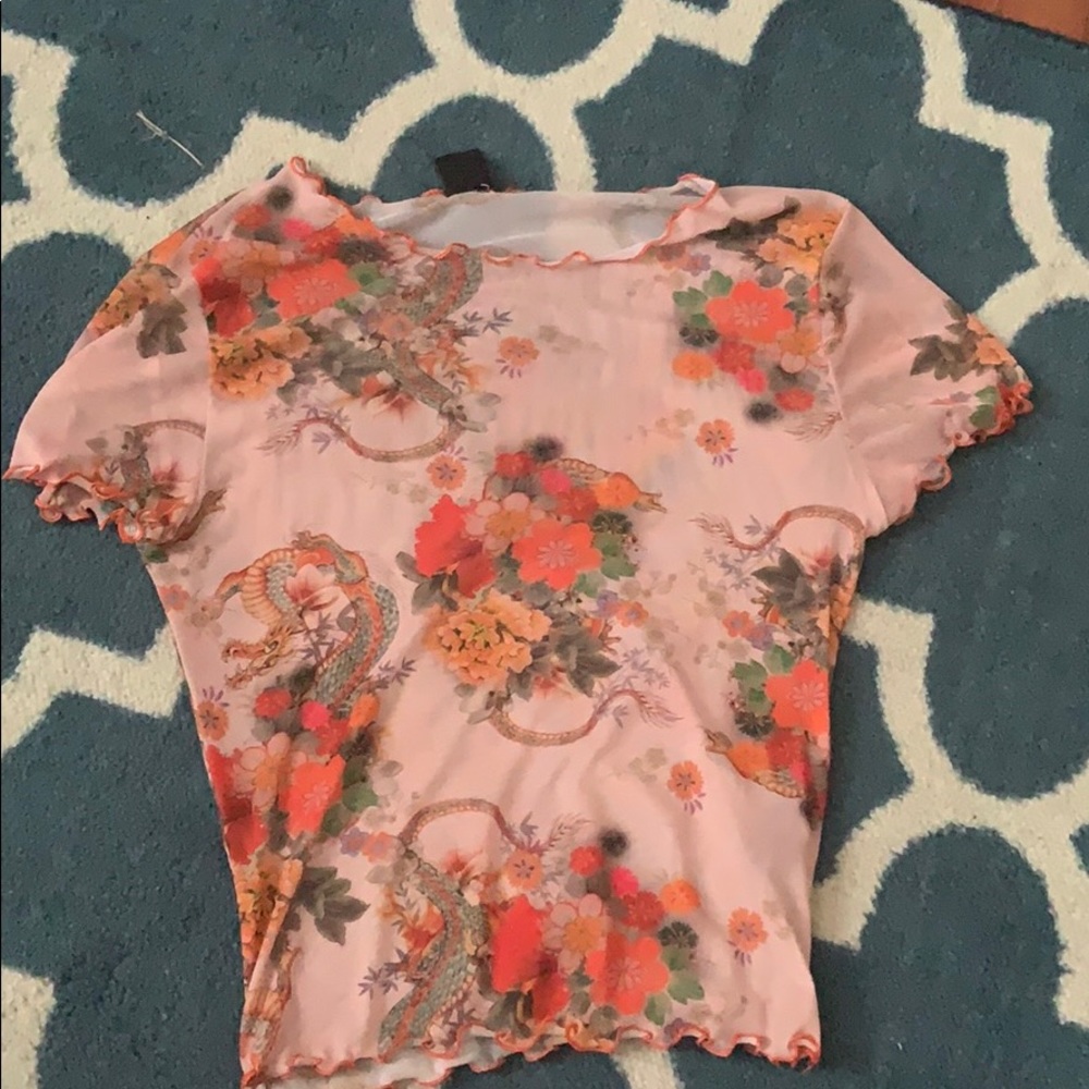 Dragon Floral Mesh Urban Outfitters Top
